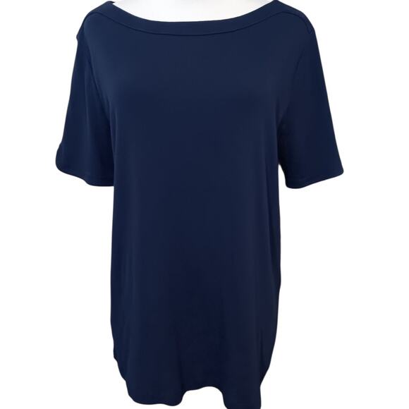 CHICO'S 2 Lot of 2 Soft Knit Tops Large Pullover Comfort Black Blue Casual Basic - Picture 4 of 11